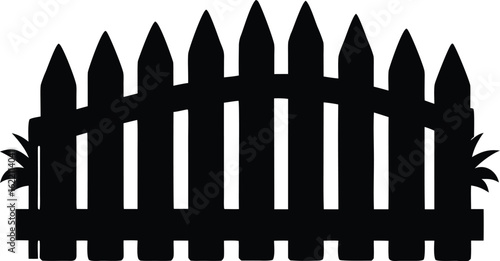 garden wooden fence silhouette vector illustration