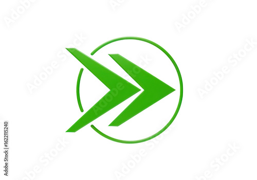 A green abstract symbol featuring forwardpointing arrows within a circular outline representing progress and movement isolated on transparent Free Download A green abstract symbol featuring forwardpointing arrows within a circular outline representing progress and movement isolated on transparent - GFXLoad