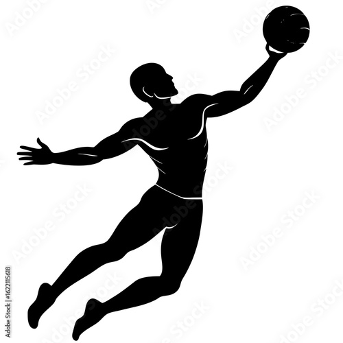 Black silhouette athlete throwing ball vector