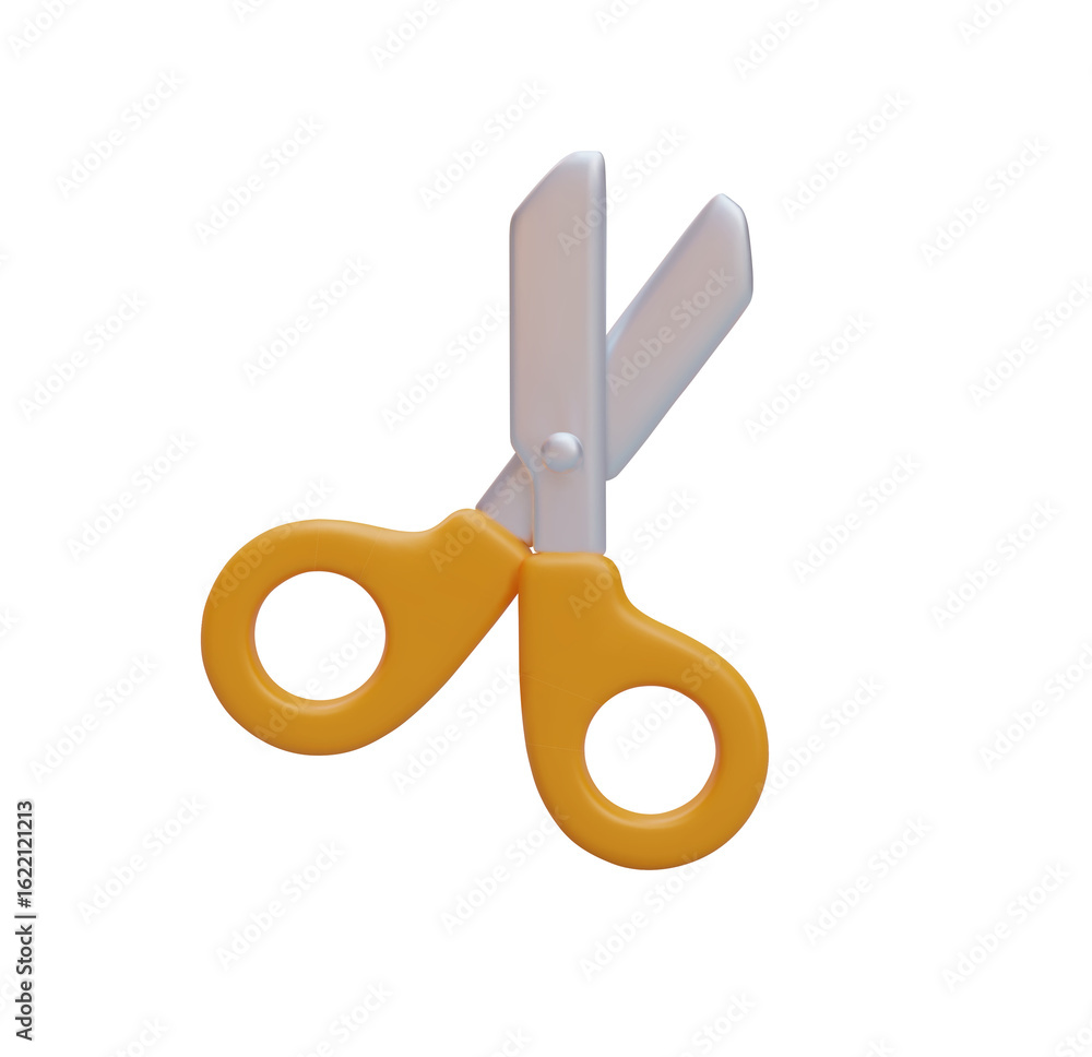 3D Rendered Orange and Silver Scissors