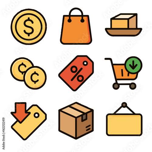 Percent affordable thrift icon deals vector sale tiny label cart product icons