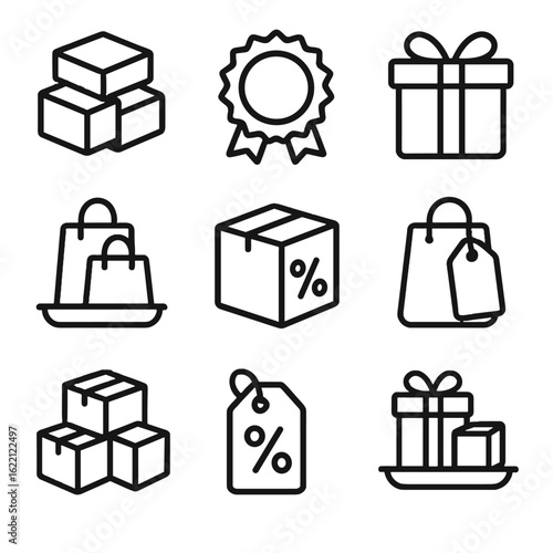 Boxes icon box value vector icons group wrap offer combo ribbon stack