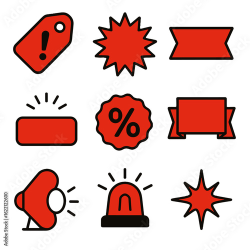 Tag red ur blinking icon hurry alert sale percent vector star