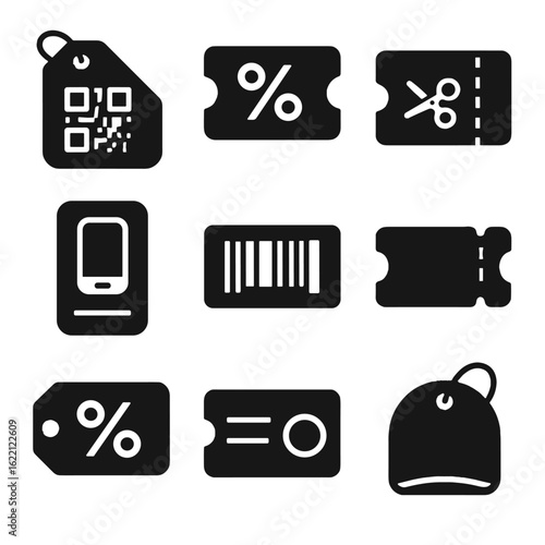 Stitched stamp grid slip curved icon coupon tag badge card discount vector