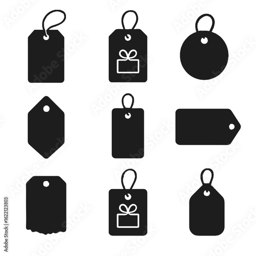 Hole hanging icon vertical horizontal vector tag label rectangle card gift