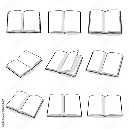 Showing icon open blank book mockup top view centerfold vector