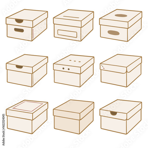 Shoebox edges box fabric vector cutout lid elements design reinforced texture holes