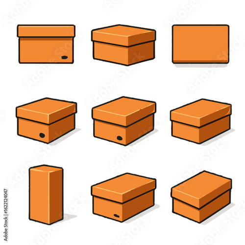 Shoebox box vertical isometric flat view vector forward icon closed shoe