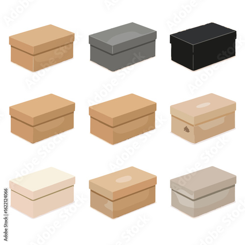 Natural shoe box icon texture vector cardboard lid shoebox paper recycled
