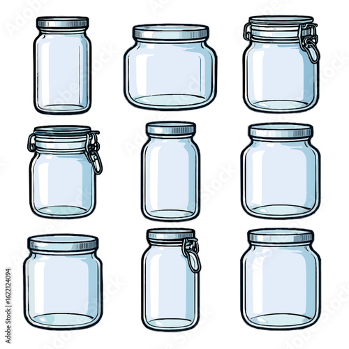 Big extended storage tall icon glass food vector large jar sealed jars