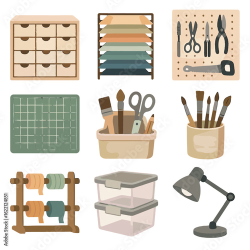 Boxes holder organized caddy vector tool icon mat rack organizer station craft