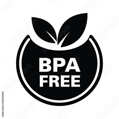 Modern BPA Free Logo  Eco-Friendly Vector Label with Leaf and Rounded Badge