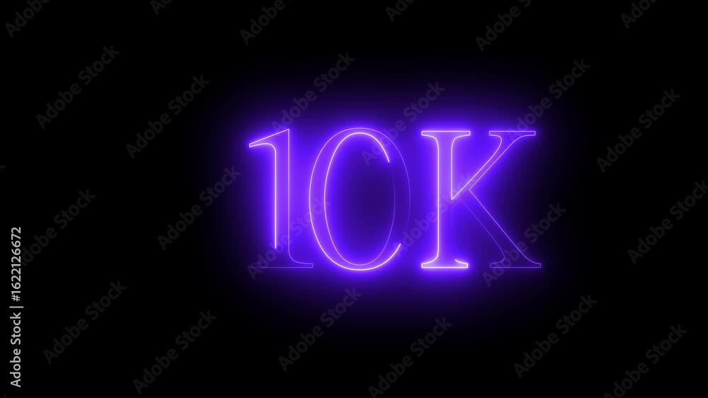 A dynamic motion, and glowing neon number 10k animation . on a black background. 10k Followers Celebration text animation. A dynamic motion, and glowing neon number 10k animation . on a black background. 10k Followers Celebration text animation.