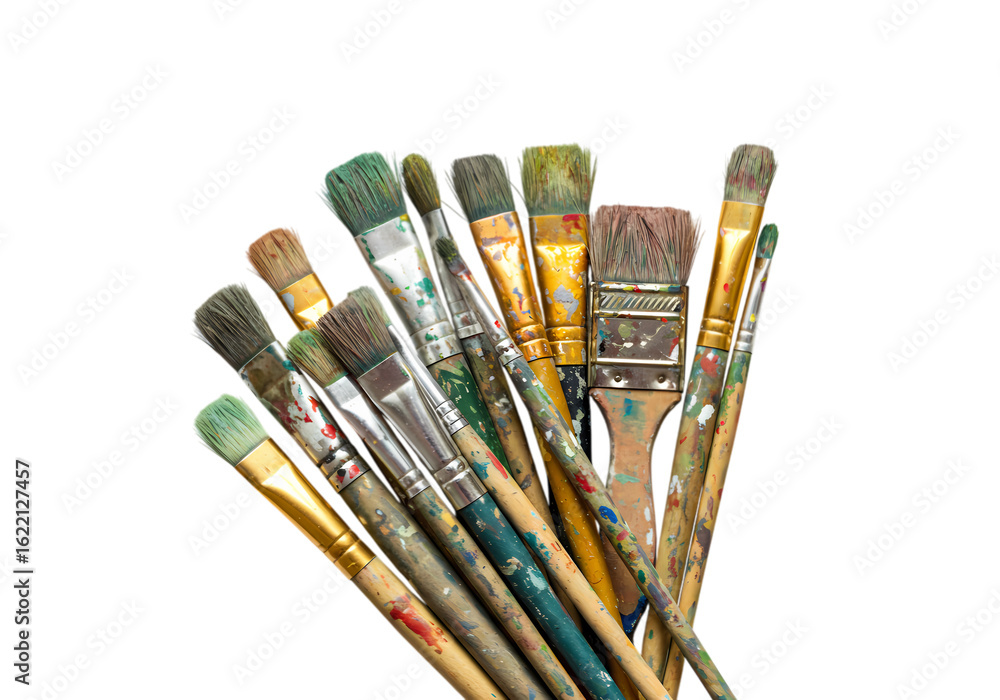 Obraz premium Paintbrushes: A Collection of Used Art Supplies for Creative Projects