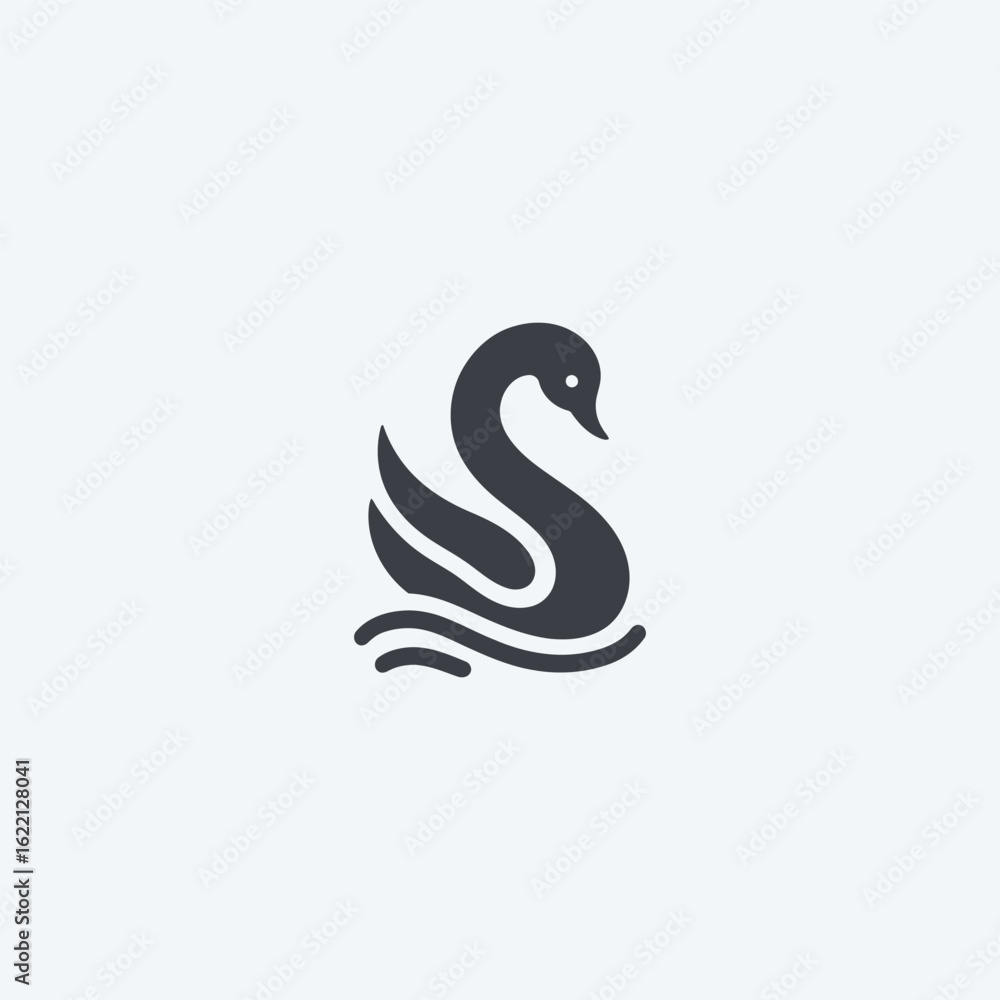 Fototapeta premium Swan logo in elegant and simple minimalist silhouette design.