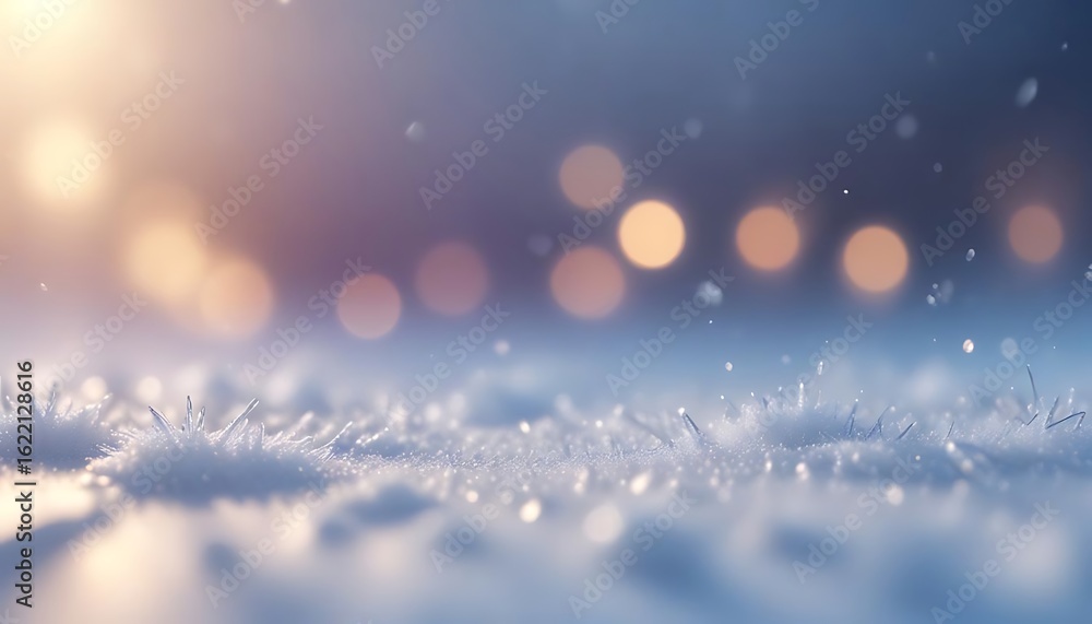 Naklejka premium Blurry image of snow with a few snowflakes on the ground