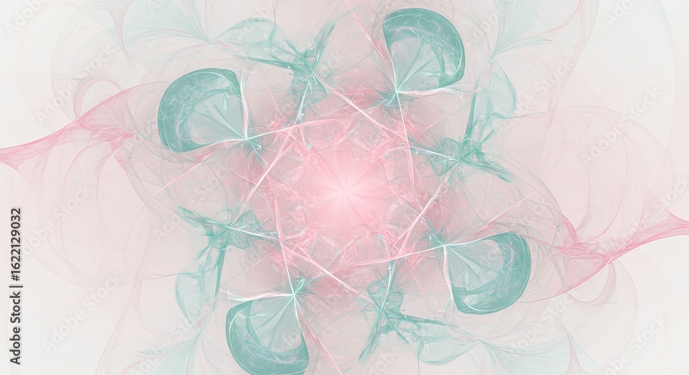 Obraz premium Pastel Pink and Mint Green Abstract Fractal Art: Serene Digital Artwork for Modern Design Projects