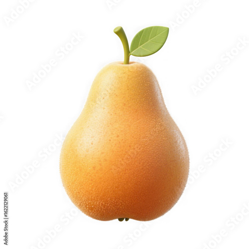 Wallpaper Mural 3d illustration of a single ripe orange pear with a green leaf and stem, isolated on a transparent background Torontodigital.ca