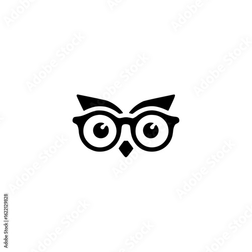 Owl head icon with angular glasses and bold brow symbolizing wisdom and academic intelligence