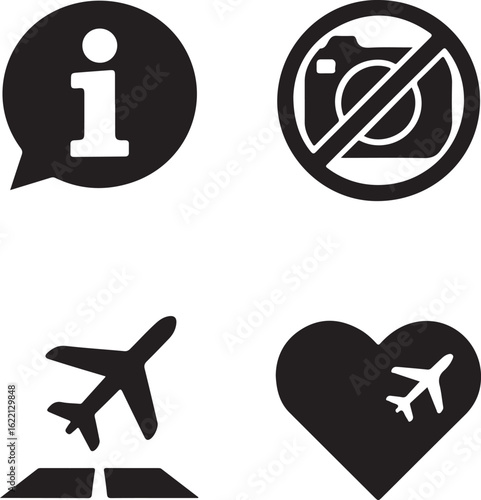 Travel tour related icon air travel sign in love no camera allow