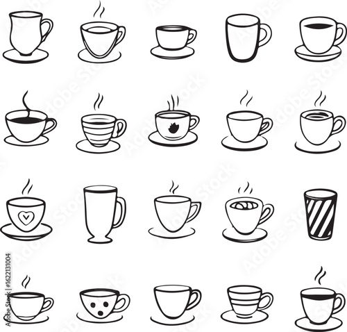 Wallpaper Mural Hand-drawn coffee cup and mug doodles set Torontodigital.ca