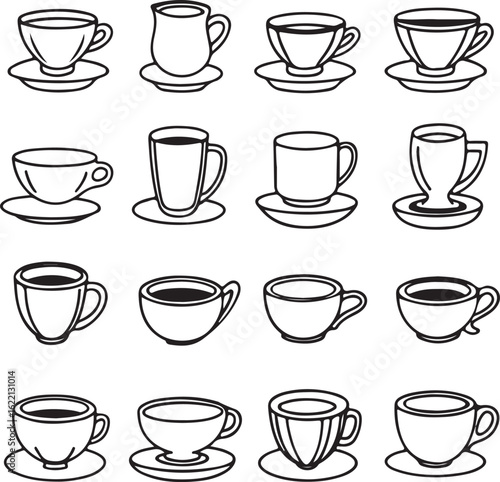 Wallpaper Mural Collection of coffee and tea cup icons Torontodigital.ca