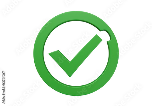 Free Download A vibrant green checkmark is prominently displayed within a circular border against a plain transparent background signifying approval or - GFXLoad