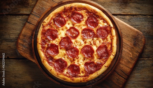 Pepperoni pizza on wooden board (2)