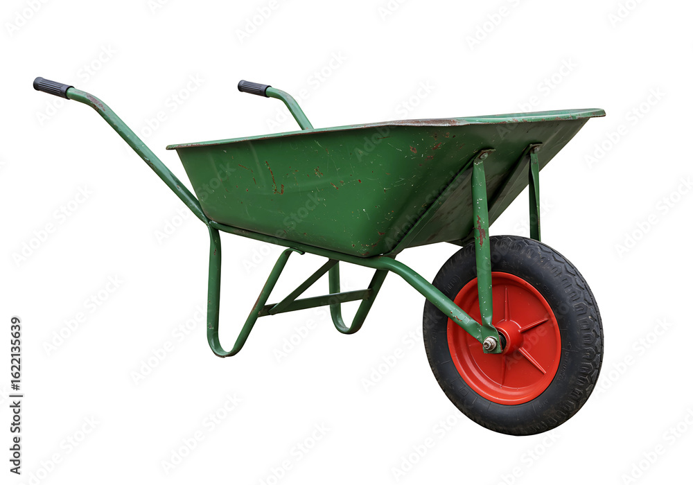 Green Garden Wheelbarrow Isolated Green Garden Wheelbarrow Isolated