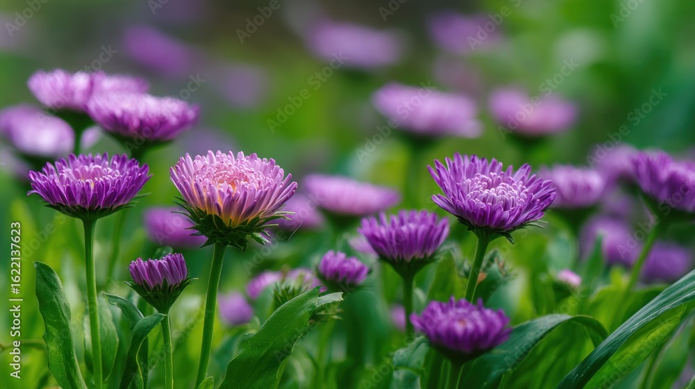 Fototapeta premium Delicate purple flowers in a garden