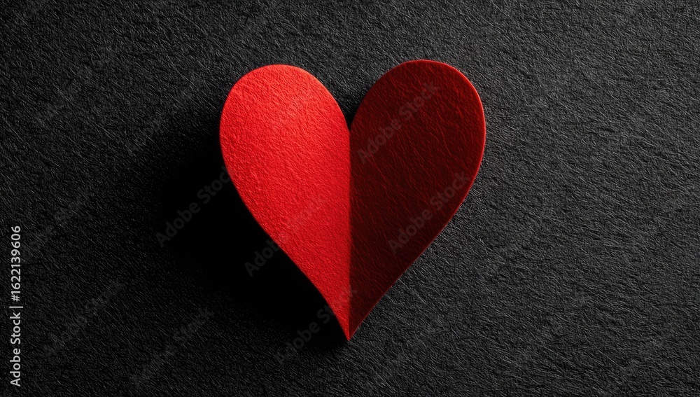 Obraz premium Red paper heart on dark background