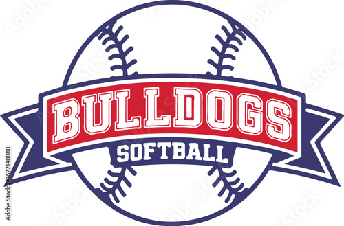 Bulldogs softball American Patriotic vector illustration 