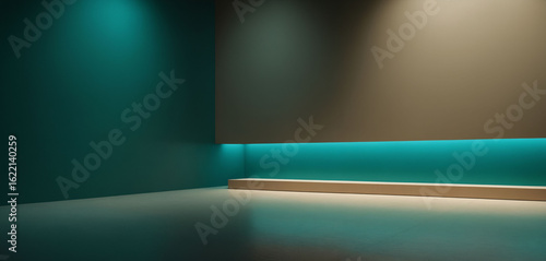 Minimalist interior with atmospheric lighting