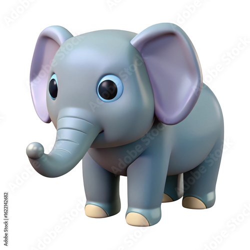 Adorable 3d baby elephant cartoon character isolated on transparent background
