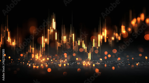 Abstract finance graph with candlestick visualization and glowing tones
