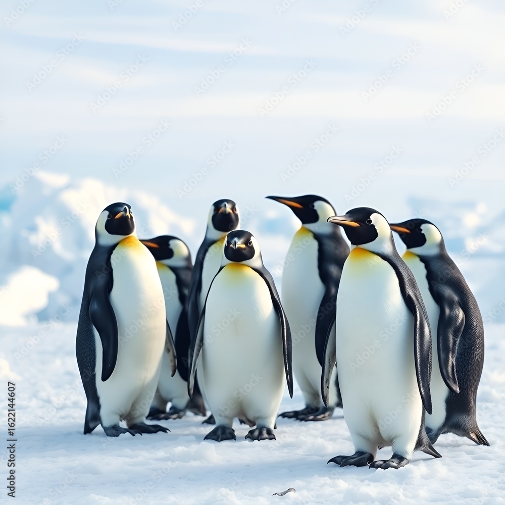 Obraz premium many penguins on an ice slope (1).jpg