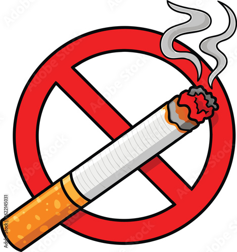 No smoking sign with cigarette vector art