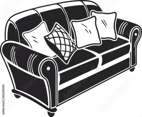 sofa and pillows