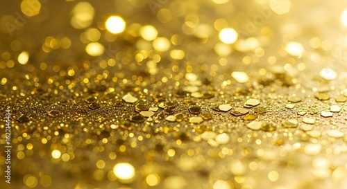 Golden Glitter Texture Macro Shot