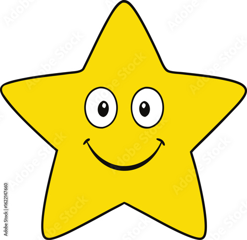 Happy yellow star character isolated on transparent background
