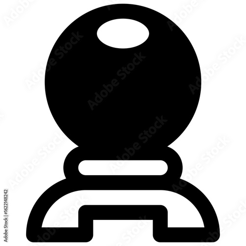 Crystal ball. Outlined stroke vector icon with black-filled details.