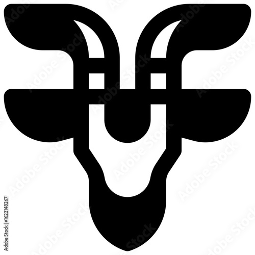 Goat. Outlined stroke vector icon with black-filled details.