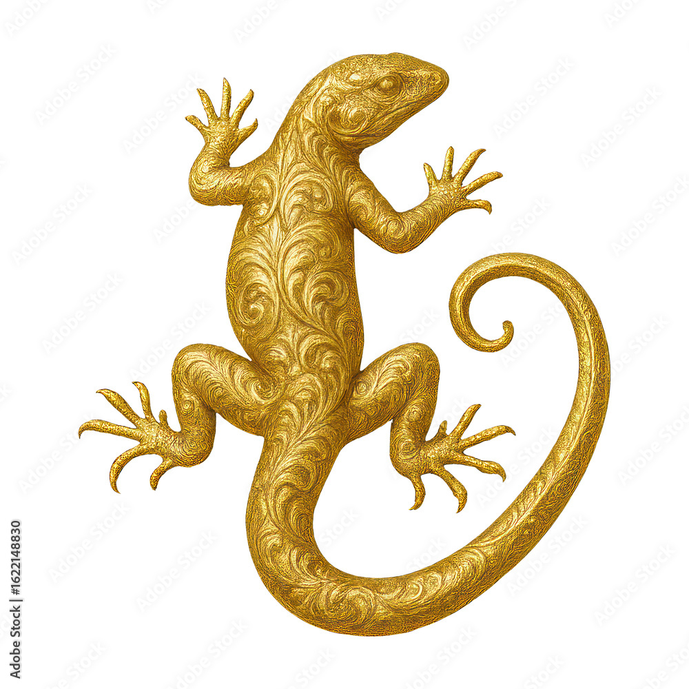 Naklejka premium PNG Golden ornate lizard illustration