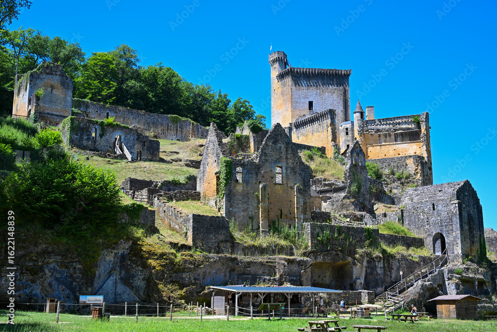Obraz premium FRANCE, DORDOGNE, PERIGORD NOIR, LES-EYZIES-DE-TAYAC, CHATEAU DE COMMARQUE IN SUMMER