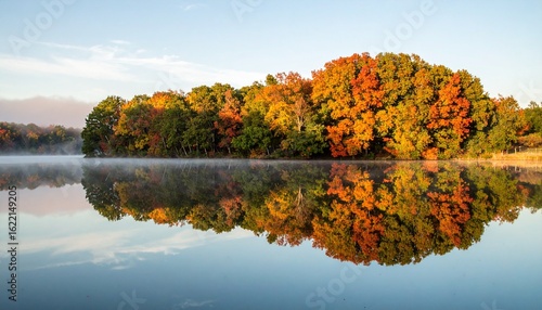 autumn trees reflected in water