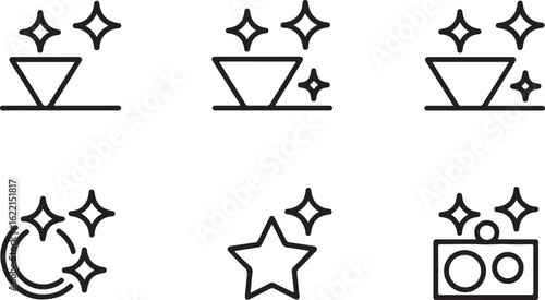Sparkling Icon Set Flat Vector Illustration for Cleanliness and Shine