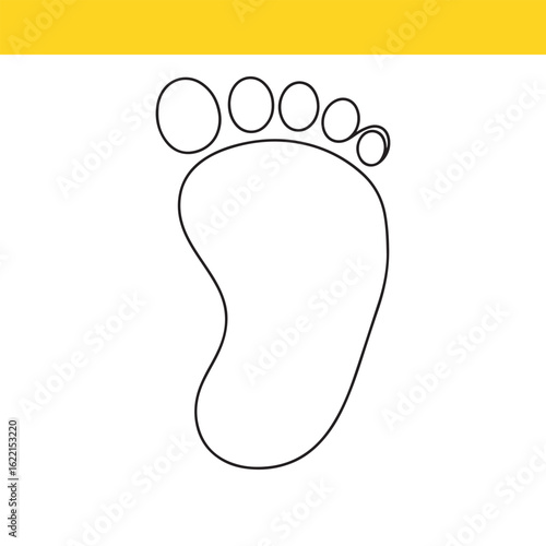 Minimalist human footprint linear icon. Simple bare foot sole contour drawing for concepts of walking, steps, and podiatry.
