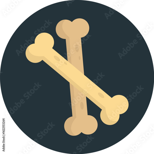 Two crossed bones, simple cartoon style, on dark background.