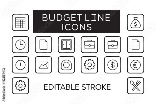 Modern line icons for budgeting and financial planning