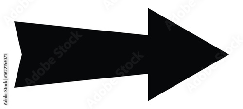 A large black icon with a solid long arrow pointing to the right on a white background. Long arrow. arrow pointing right site. large arrow pointing right. eps 10